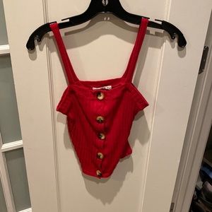 Red cute button down top